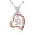 TOUPOP Sterling Silver & 14k Rose Gold Plated Heart Infinity Initial Letter Necklace-0-0