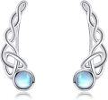 wholesale Sterling Silver Moonstone Celtic Crawler Earrings with Intricate Designs, Hypoallergenic Elegant Gift for Women-0-0