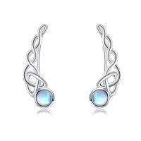 wholesale 925 Sterling Silver Celtic Knot Blue Moonstone Stud Earrings For Women-Silver