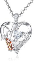 wholesale 925 Sterling Silver Butterfly & Heart Charm Necklace for Mother Grandmother Gifts-0-0