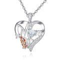 wholesale 925 Sterling Silver Mom Heart Pendant Necklace Orange Butterfly Crystal Platinum Plated-0-0