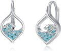 wholesale 925 Sterling Silver Turquoise Heart-Shaped Drop Earrings with Mountain Waves and Celtic Knot Design-0-0