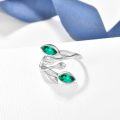 wholesale Sterling Silver Leaf Ring with Birthstone Adjustable Wrap Promise Engagement Wedding Rings for Women-0-16