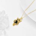 wholesale 925 Sterling Silver Black Onyx Filigree Owl Pendant Necklace for Women-0-3