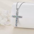 wholesale 925 Sterling Silver Abalone Shell Inlay Filigree Cross Pendant Necklace  for Women-0-2