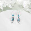 wholesale 925 Sterling Silver Frog Turquoise Drop Earrings for Women Girls  4cm Long-0-4