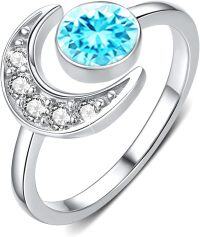 wholesale 925 Sterling Silver Moonstone Birthstone Rings for Women Adjustable Open Ring Gift for Wife Mom Daughter-december birthstone