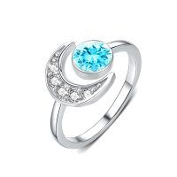 wholesale 925 Sterling Silver Moon And Stars Rings Wholesale With Amethyst And Clear Crystals Elegant Open Band Design-december birthstone