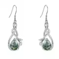 wholesale 925 Sterling Silver Moss Agate Palm Tree Leaf Drop Earring-0-0