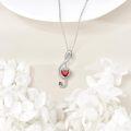 wholesale 925 Sterling Silver Red Crystal Treble Clef Heart Pendant Necklace for Women-0-3