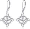 wholesale 925 Sterling Silver Celtic Knot Witch's Knot Dangle Drop Leverback Earrings  for Women Girls-0-0