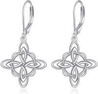 wholesale 925 Sterling Silver Celtic Knot Witch's Knot Dangle Drop Leverback Earrings  for Women Girls-Witch Knot Earrings