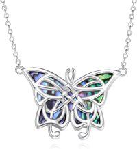 wholesale 925 Sterling Silver Abalone Shell Butterfly Pendant Necklace for Women Gifts-Butterfly Necklace - Opal