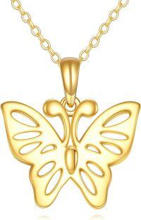wholesale 14K Gold Double Butterfly Pendant Necklace for Women Gifts for Her/Mom/Christmas/Birthday/Wedding/Vintage Jewelry-Butterfly Necklace-1