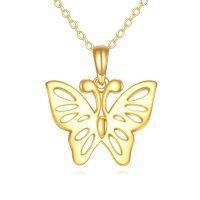 wholesale 14k Yellow Gold Butterfly Pendant With Chain-Butterfly Necklace-1