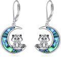 wholesale 925 Sterling Silver Raccoon Moon Shell Leverback Earrings for Women Girls Gifts 4cm Long-0-0