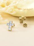 wholesale 925 Sterling Silver Cross Stud Earrings with Cubic Zirconia - Religious  for Her-0-4