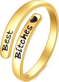wholesale 14K Solid Gold Adjustable Open Ring Inspirational Jewelry Gift for Women Men-Best Bxx