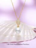 TOUPOP 14K Gold Pearl Necklace with Bow/Heart/Dolphin Pendant-0-1