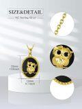 wholesale 925 Sterling Silver Plated Gold  Owl Pendant on Black Onyx Stone Chain Necklace s for Her-0-1