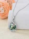 wholesale 925 Sterling Silver Green Moss Agate Teardrop Pendant Necklace for Women - Nature Inspired s-0-1