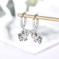 wholesale 925 Sterling Silver Cow Shape Black Crystal Drop Earrings for Women Girls  4cm Length-0-1