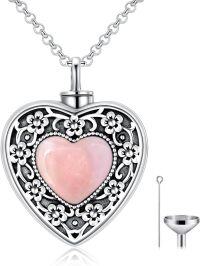 wholesale Sterling Silver Flower Urn Necklace for Ashes Memorial Keepsake Heart Jewelry-Rose