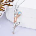 wholesale 925 Sterling Silver Gymnastics Pendant Necklace with Blue Crystal and Rose Gold Accents for Women's Fitness Gifts-0-4