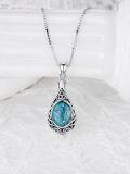 wholesale 925 Sterling Silver & Moss Agate Teardrop Celtic Knot Cremation Urn Necklace for Ashes-0-2