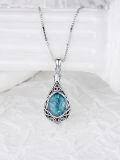 wholesale 925 Sterling Silver & Moss Agate Teardrop Celtic Knot Cremation Urn Necklace for Ashes-0-2