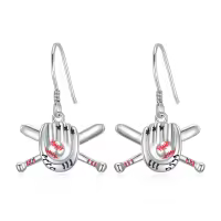 TOUPOP Sterling Silver Baseball Dangle Drop Earrings For Women Gifts-undefined