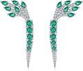 wholesale 925 Sterling Silver Green Emerald & Cubic Zirconia Tree Branch Drop Earrings-0-0