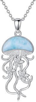 wholesale 925 Sterling Silver Larimar Jellyfish Pendant Necklace for Women - Ocean Inspired s-0-0