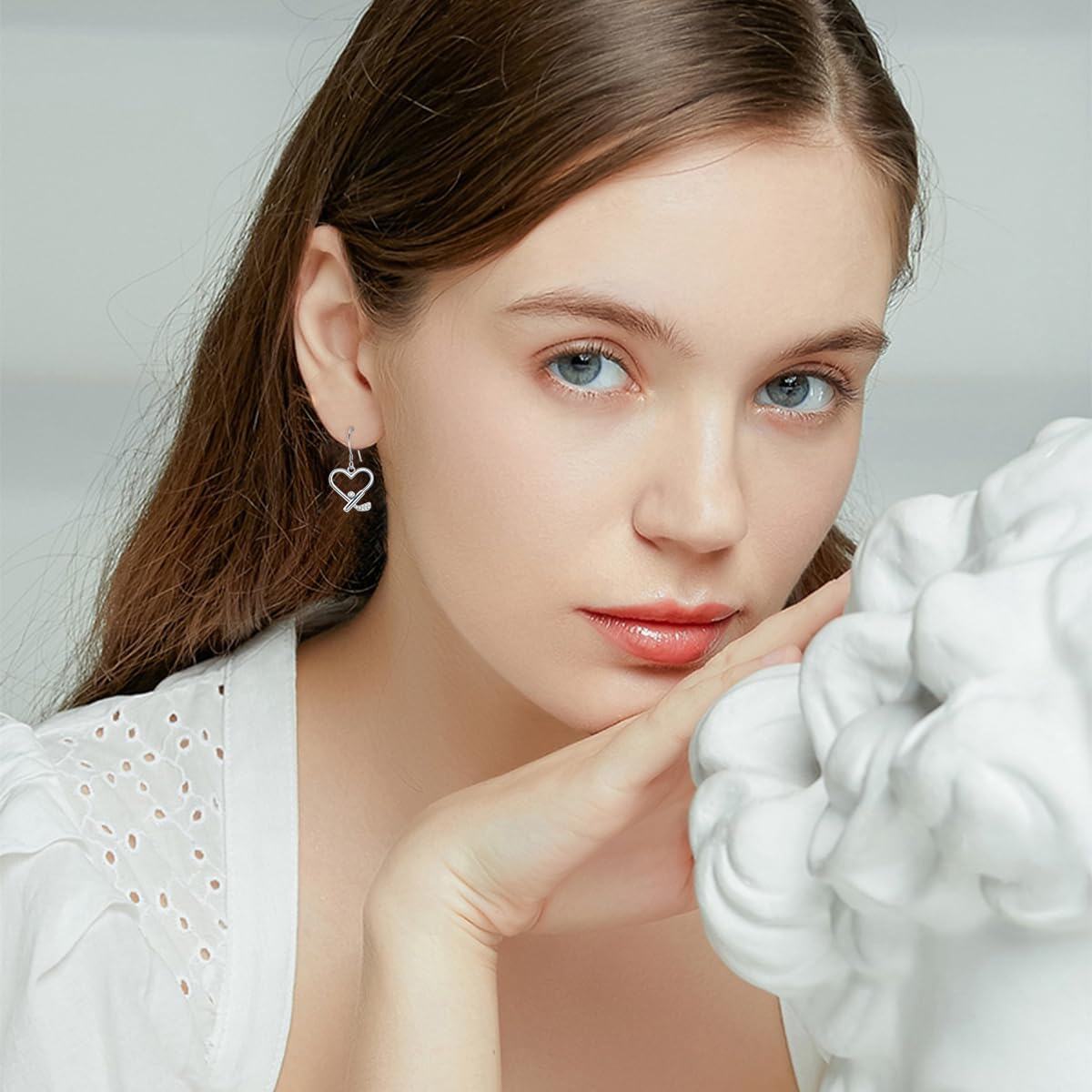 925 Sterling Silver Heart-Shaped Drop Earrings with Cubic Zirconia - Hypoallergenic Gift for Her-0-2