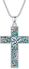 wholesale  Sterling Silver Turquoise Cross Necklace with Birth Flower Pendant -0-39