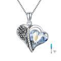 wholesale 925 Sterling Silver Sunflower Heart Crystal Cremation Urn Necklace Memorial Keepsake Pendant For Women-0-0