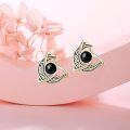 wholesale 925 Sterling Silver Gold Plated Celtic Knot Crescent Moon Black Onyx Stud Earrings-0-5