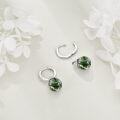 wholesale 925 Sterling Silver Green Moss Agate Filigree Ball Huggie Hoop Earrings for Women Gift Ideas-0-3