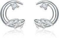 wholesale 925 Sterling Silver Turtle & Crescent Moon Stud Earrings for Women - Hypoallergenic  Set-Turtle