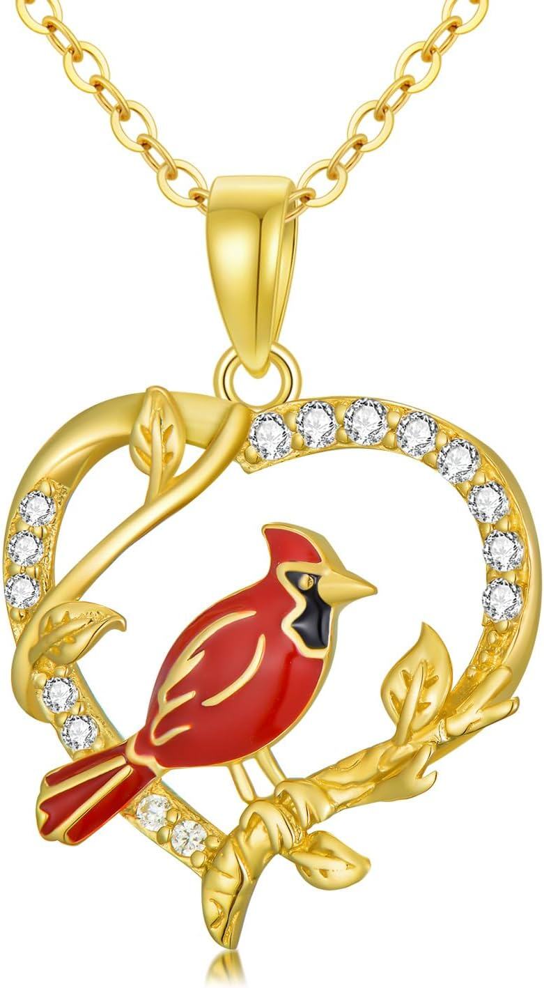 14K Gold 14K Carat Snake Bee Bird Hecate Jewelry Necklace for Women-Cardinal