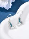 wholesale 925 Sterling Silver Turquoise Cowboy Boots with Flowers Drop Earrings-0-1