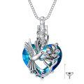 TOUPOP Sterling Silver Heart Crystal Hummingbird Urn Necklace For Ashes-0-1