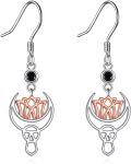 wholesale 925 Sterling Silver Moon & Lotus Flower Drop Earrings for Women s-0-0