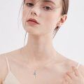 wholesale 925 Sterling Silver Cross Pendant With Red Gemstone And Lily Design-0-56
