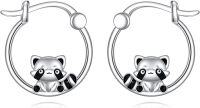 wholesale 925 Sterling Silver Raccoon Animal Design Huggie Hoop Earrings for Sensitive Ears-Raccoon