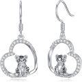 wholesale 925 Sterling Silver Tiger in Heart Shape Pendant Hook Earrings for Women Girls Gift Idea-0-0