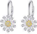 wholesale 18K Gold Plated & Sterling Silver Daisy Earrings with Crystals - Elegant Floral Jewelry for Women-0-0