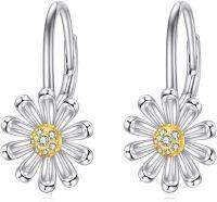wholesale 18K Gold Plated & Sterling Silver Daisy Earrings with Crystals - Elegant Floral Jewelry for Women-Daisy