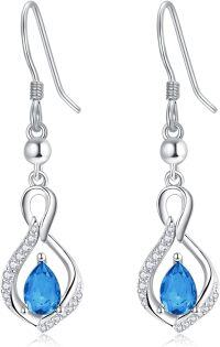 wholesale 925 Sterling Silver Crystal Infinity Earrings w Birthstone Drop Dangle-12 Dec