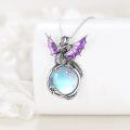 wholesale 925 Sterling Silver Purple Dragon Moonstone Pendant Necklace-0-2